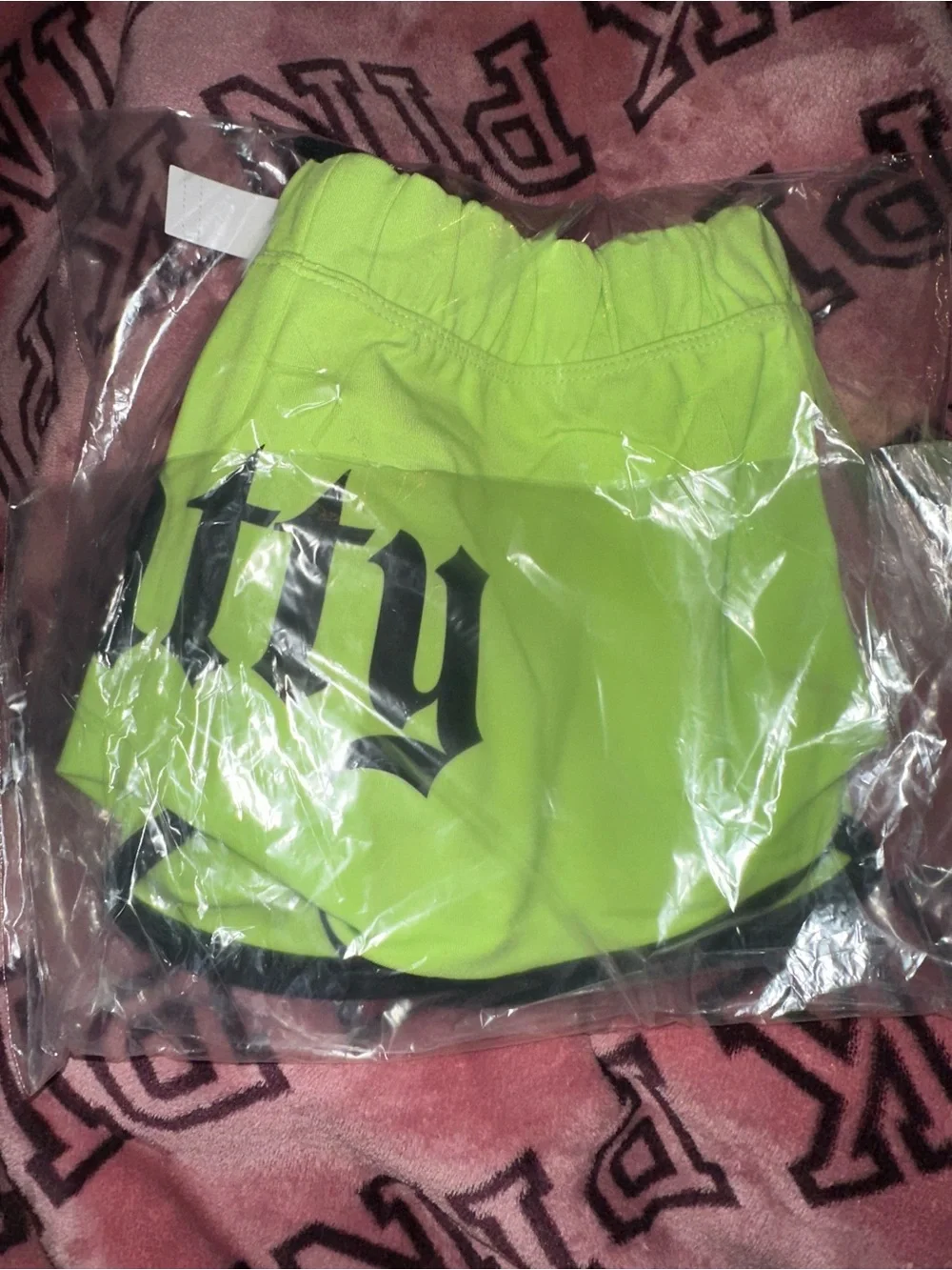 VS PINK Modal Micro Shorts Sour Apple Batty Summerween Halloween Size XS